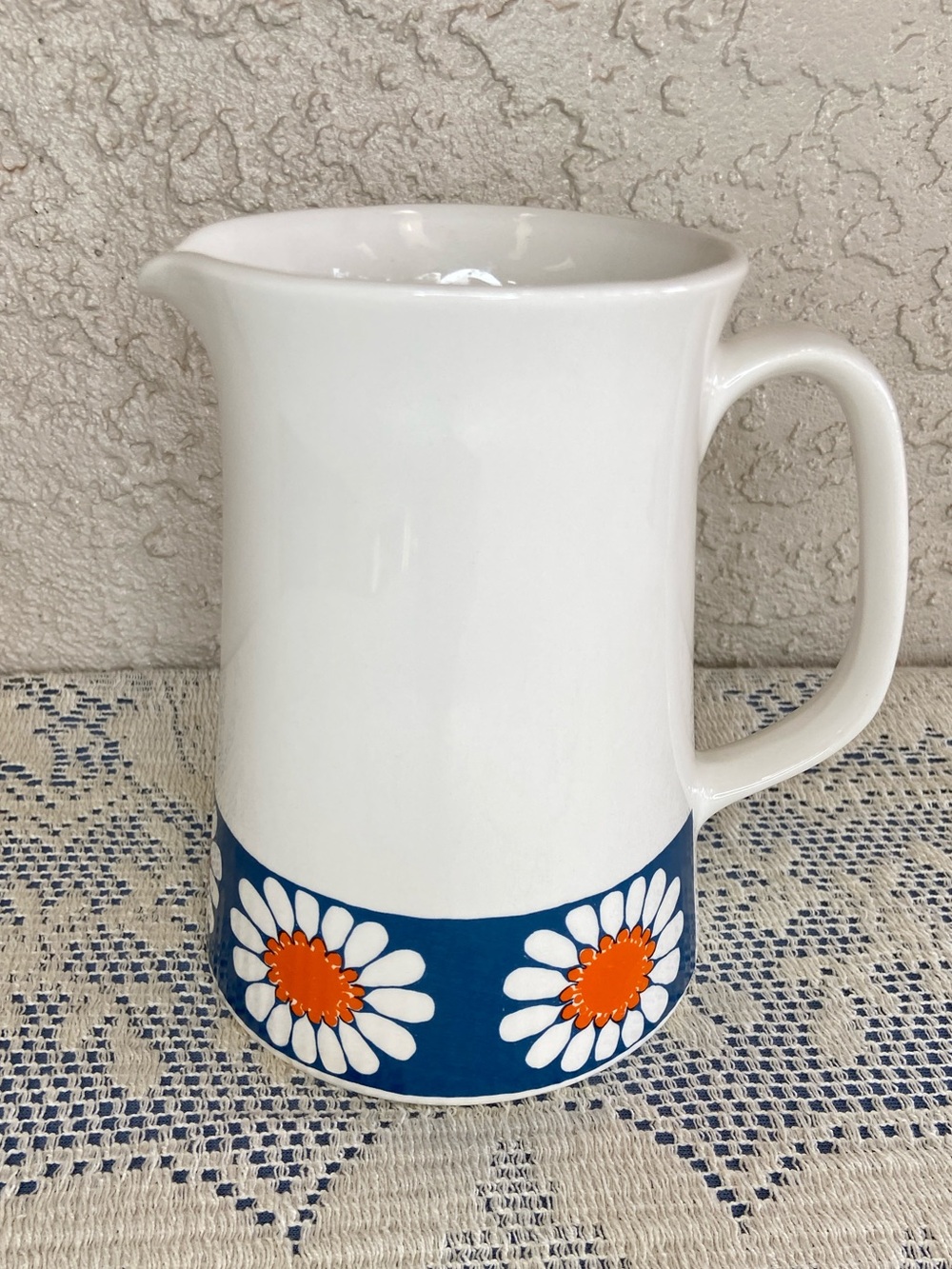 Figgjo Flint Vintage Turi Design 6.5”Daisy Pitcher 1075 Made in Norway 1969-75